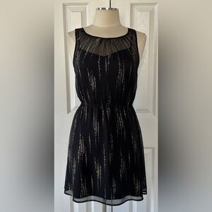 Frenchi Black & Gold Metallic Sheer Dress Size M